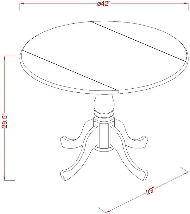 East West Furniture DLPF3-BCH-C 3 Piece Dining Set Contains a Round Dining Room Table with Dropleaf and 2 Linen Fabric Upholstered Kitchen Chairs, 42x42 Inch, Black & Cherry
