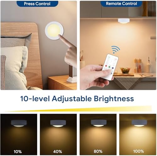 Yiliaw 3 Pack LED Puck Lights Remote Control 16 Color Changeable Under Cabinet - Image 3