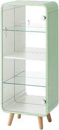 PaletteLife Figurine-Case, 4 Tiers, Green, Collection-Case, Mirror Backboard, Woodgrain, BLT-612GR