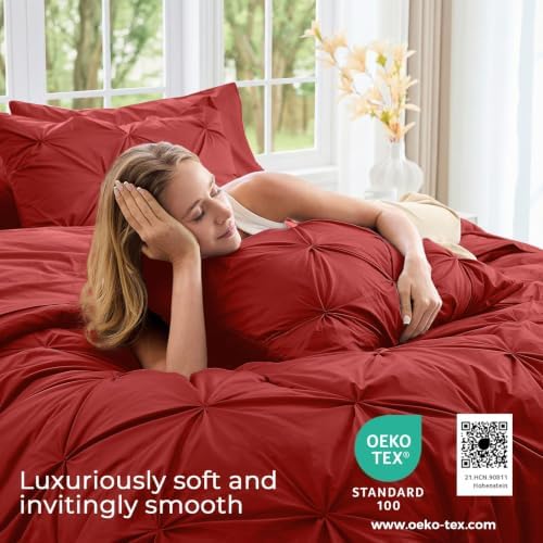 Sasttie King Size Comforter Set, 7-Piece Bed in a Bag, Pintuck Bedding Set - Image 3