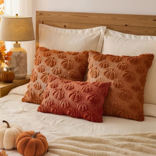 MIULEE Fall Decor Pillow Covers 24x24 Set of 2 Pumpkin Rust - Image 4