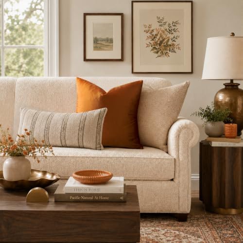 GIGIZAZA Orange Velvet Pillow Covers 24x24 Decorative Pillows Pack of 2 - Image 6