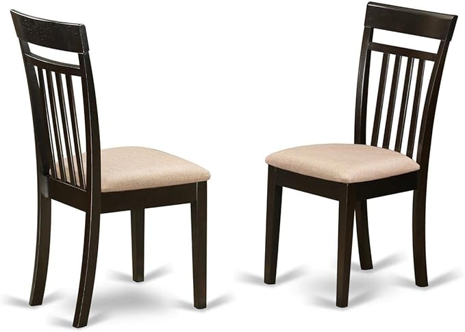 East West Furniture ANCA3-CAP-C 3 Piece Kitchen Table Set for Small Spaces Contains a Round Dining Table with Pedestal and 2 Linen Fabric Dining Room Chairs, 36x36 Inch, Cappuccino