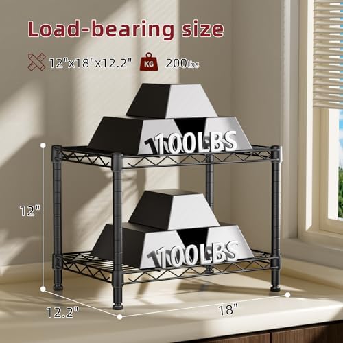 Small Wire 2 Shelves Pantry Metal Shelf Floor Organizer Under Desk - Image 3
