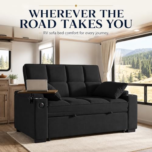 65" Sleeper Sofa Bed, 3-in-1 Convertible Pull-Out Loveseat - Image 6