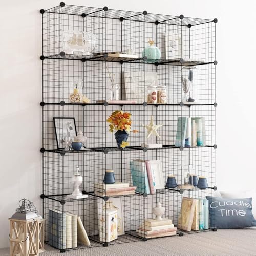 Wire Storage Cubes, Metal Storage Shelves Bookshelf, Stackable Modular Closet - Image 2