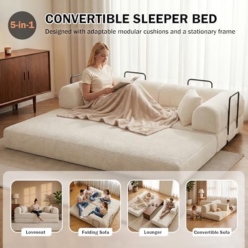 79" Convertible Futon Sofa Bed, Boneless Couch - Image 3