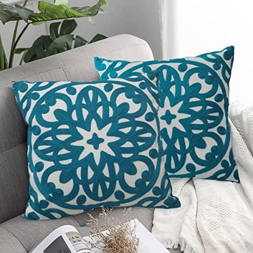Alysheer Embroidered Decorative Throw Pillow Cover 18"x 18" Set of 2 by Alysheer