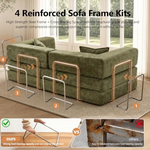 79" Boneless Couch for Living Room, Futon Sleeper Sofa Bed - Image 5