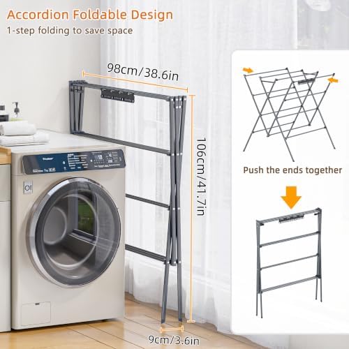 Drying Rack Clothing, 35.4in Long Drying Poles Large Clothes Drying Rack - Image 5