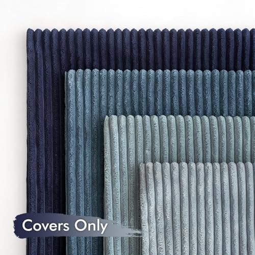 MIULEE Soft Corduroy Decorative Throw Pillow Covers Blue Navy Series 22x22 - Image 6