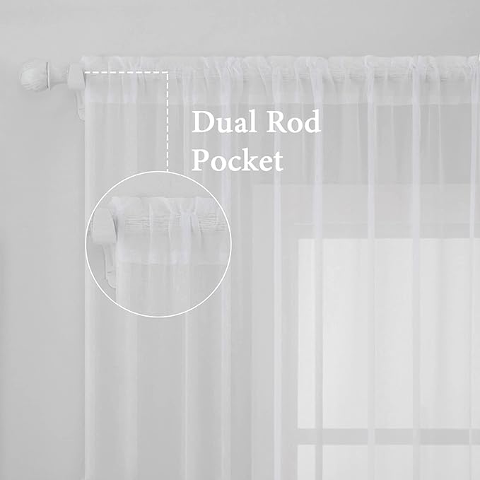 MIULEE White Window Sheer Curtains - Image 3