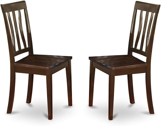 East West Furniture ANTI3-CAP-W 3 Piece Dining Set Contains a Round Kitchen Table with Pedestal and 2 Dining Chairs, 36x36 Inch, Cappuccino