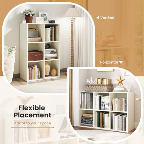 GIANTEX 6-Cube Bookcase, 3-Tier Cubby Bookshelf - Image 4
