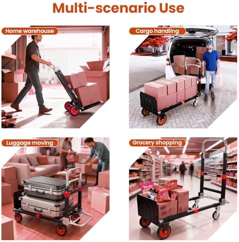 3-in-1 Convertible Hand Truck, Heavy Duty 600LBS Folding Dolly Cart - Image 6