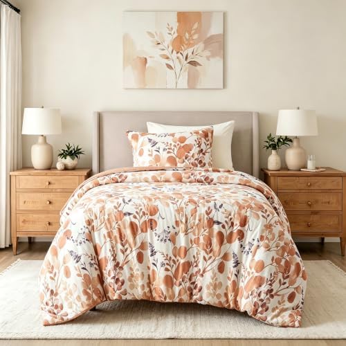 Lightweight Seersucker Botanical Comforter Set Twin Size, 2 Pieces Reversible - Image 2