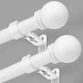 Curtain Rods for Windows 16 to 92 Inches, Curtain Rod Max Adjustable Length of 104 IN, 1" Diameter Drapery Rods Round Finials, White, Pack of 2