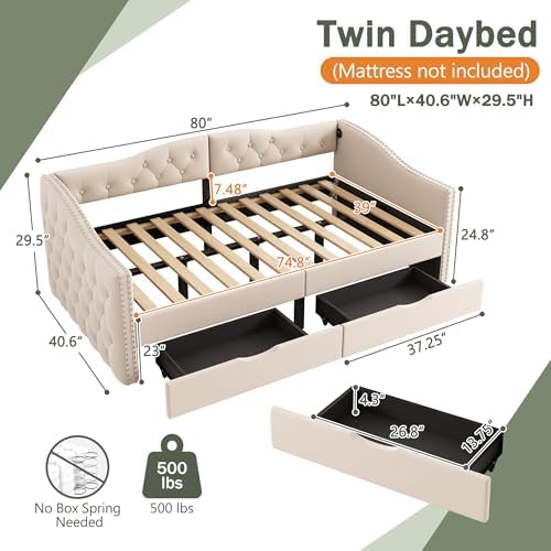 Twin Size Daybed with Storage Drawers, Twin Corner Daybed - Image 2
