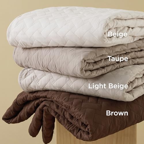Bedsure King Size Quilt, Lightweight Comforter Set, Light Beige Bedspread - Image 3