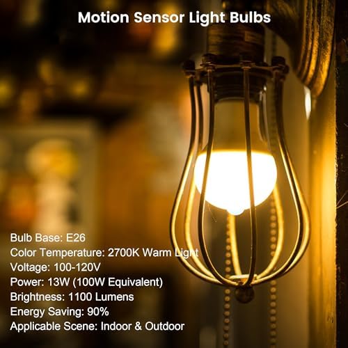 Motion Sensor Light Bulbs, E26 Dusk to Dawn Activated Security - Image 5