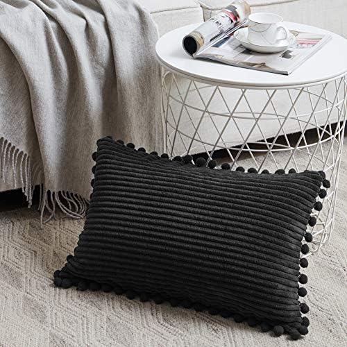 Fancy Homi Pack of 2 Black Lumbar Decorative Throw Pillow Covers - Image 2
