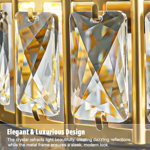 Lxybcce Crystal Ceiling Light Fixture, Modern Brushed Gold Ceiling Light - Image 6