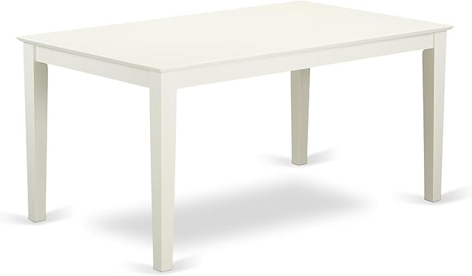 East West Furniture CAAD5-LWH-LC 5 Piece Dining Room Table Set Includes a Rectangle Kitchen Table and 4 Faux Leather Upholstered Dining Chairs, 36x60 Inch, Linen White
