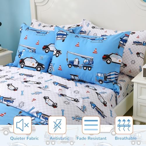Kids Twin Comforter Sets for Boys 6 Pieces Blue Bedding Set for Teens - Image 2
