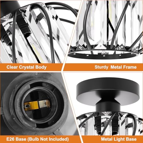 Black Crystal Ceiling Light Fixture - Image 5