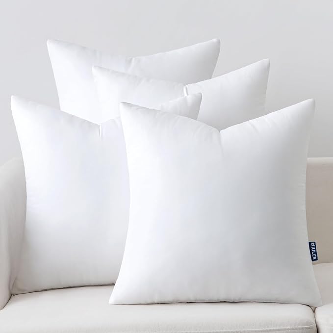 MIULEE 18x18 Inch Throw Pillow Insert Set of 4, Premium Pillow Stuffer Sham by MIULEE