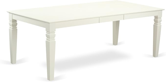 East West Furniture LGBA5-LWH-01 5 Piece Dinette Set Includes a Rectangle Dining Table with Butterfly Leaf and 4 Cream Linen Fabric Parson Dining Room Chairs, 42x84 Inch, Linen White