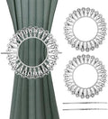 2 Pack Shiny Silver Curtain Tiebacks Round Holdbacks, 26 Crystals by Mewutal