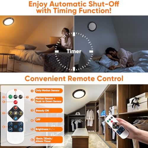 Rechargeable Motion Sensor Ceiling Light, Battery Operated Closet Light - Image 5