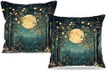 Rustic William Morris Inspired Night Moon Forest Decor Pillow Covers 18x18 Set by Unknown