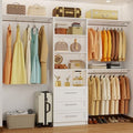 Closet System with Drawers, 5-7.61FT Closet Organizer System with Cuttable by fastgo