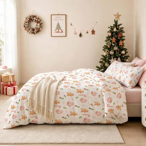 Nayoroom Christmas Comforter Set Queen Gingerbread Tree Holiday Bedding - Image 3