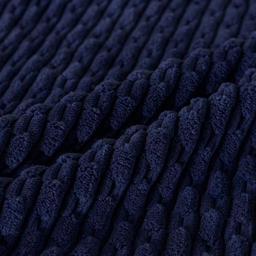 Set of 4 Navy Blue Decorative Throw Pillow Covers 18x18 Inch Corduroy Pillow - Image 4