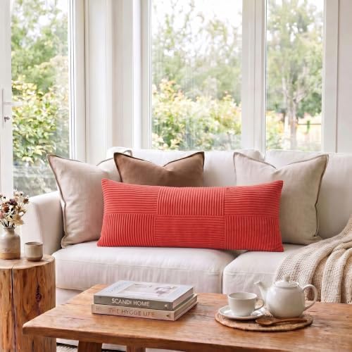 Fancy Homi Set of 1 Red Boho Long Lumbar Body Decorative Throw Pillow Cover - Image 2