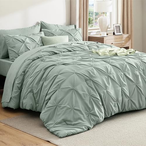 Bedsure 7-Piece Queen Comforter Set & Sheet Set, Sage Green Bed in a Bag by BEDSURE