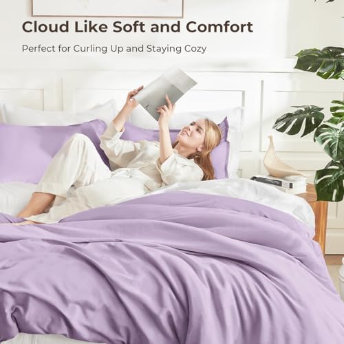 Litanika Lavender Comforter Full Size, 3 Pieces Lightweight Solid Bed Set - Image 2
