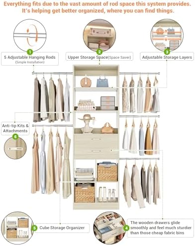 Small Closet System, 3.2-6.8FT Small Closet Organizer - Image 4