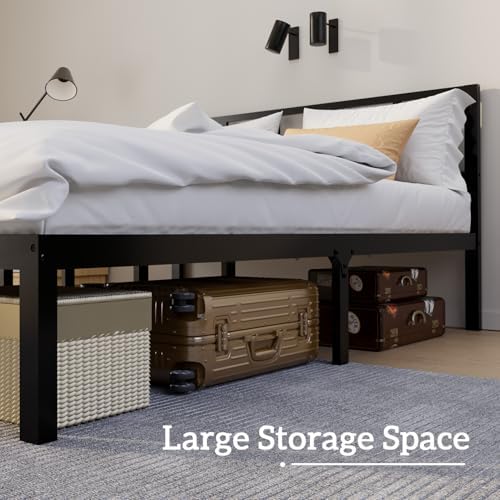 Bamboo Bed Frame with Headframe 12-Inch Solid Platform Bed with Wooden Slats - Image 5