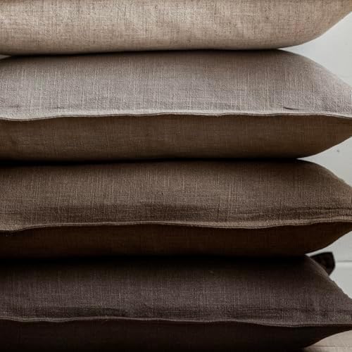 Foindtower Linen Solid Decorative Throw Pillow Covers 18x18 Inch Brown Tan - Image 5