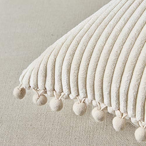 Fancy Homi Set of 2 Cream Decorative Throw Pillow Covers 14x14 Inch - Image 4
