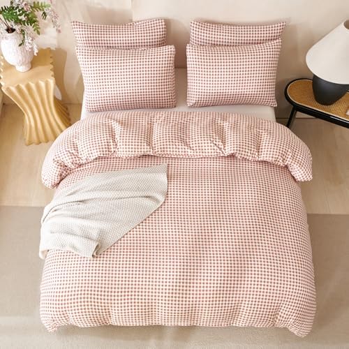 Brown Comforter King Size Set Grid 100% Soft Washed Microfiber Jacquard 3 - Image 3