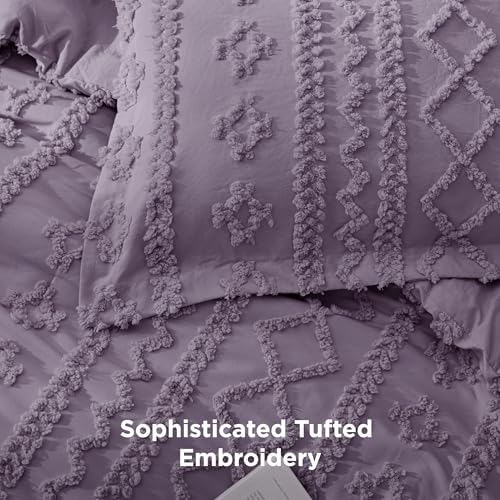 Bedsure Boho Grayish Purple Comforter Set Queen, Bedroom Decor Bedding Set - Image 4