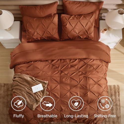 Bedsure Fall Bedding, Burnt Orange California King Comforter Set & Sheets - Image 4