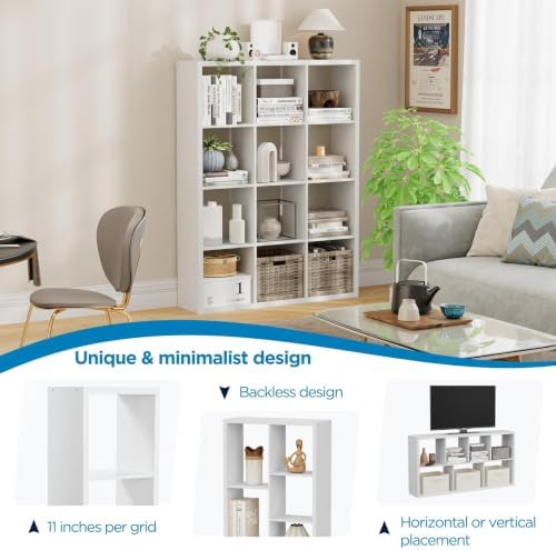 12-Cube Storage Organizer, Wooden Cube Shelf Bookcase - Image 6