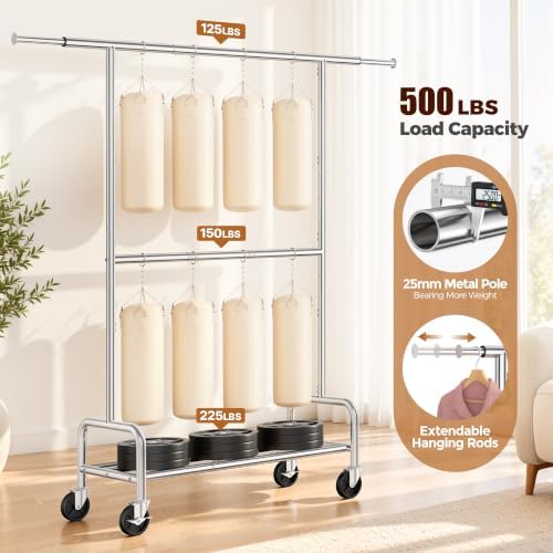 Clothes Rack Heavy Duty, 550 LBS Rolling Clothing Rack - Image 6