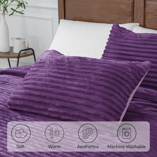 BEDELITE Fleece California King Comforter Set, Fluffy Bed Set - Image 5